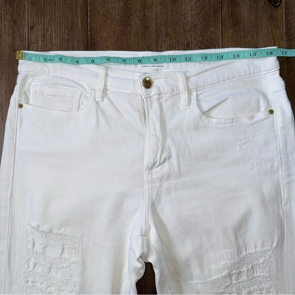 Frame Straight Leg Jean Distressed White Le Boy Jeans Size 29 - Picture 6 of 9
